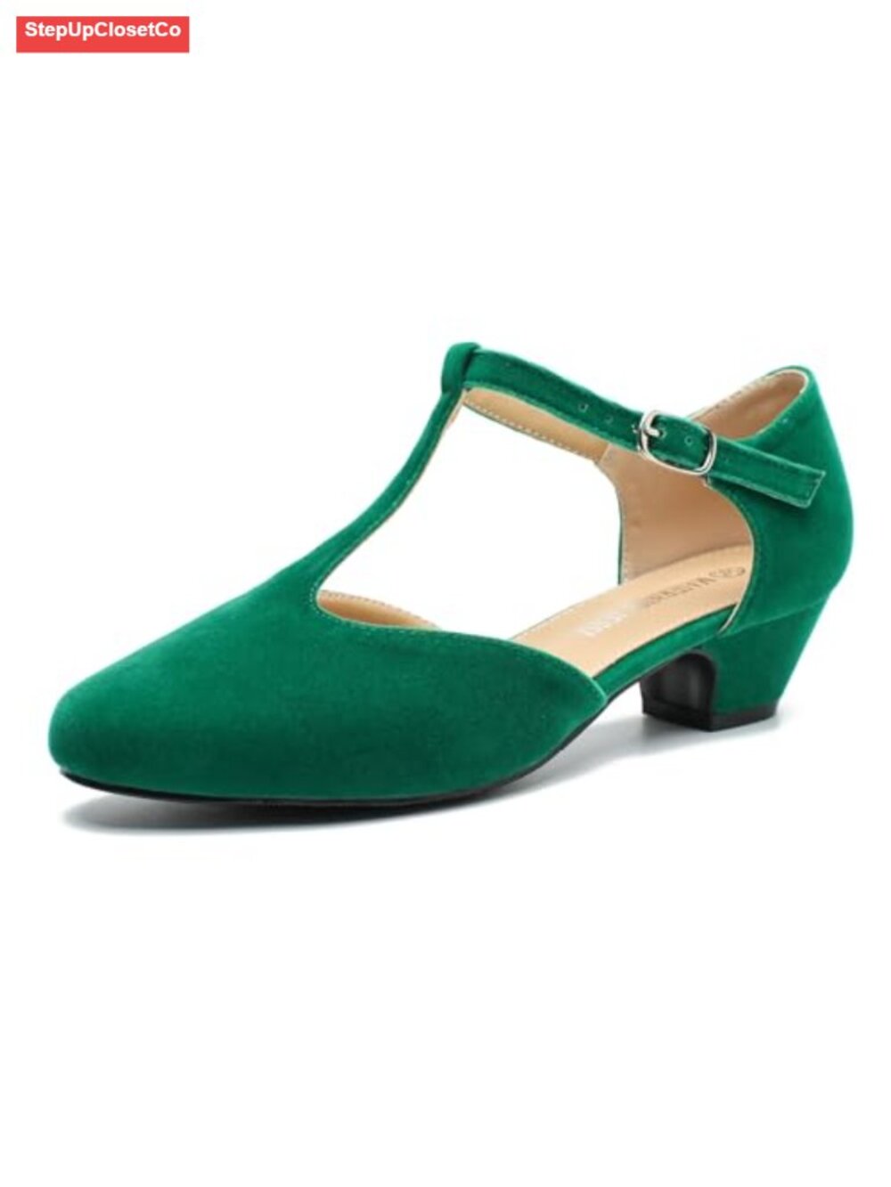 Women's T-Strap Mary Jane Pumps Low Block Heel Closed Toe Ankle Strap